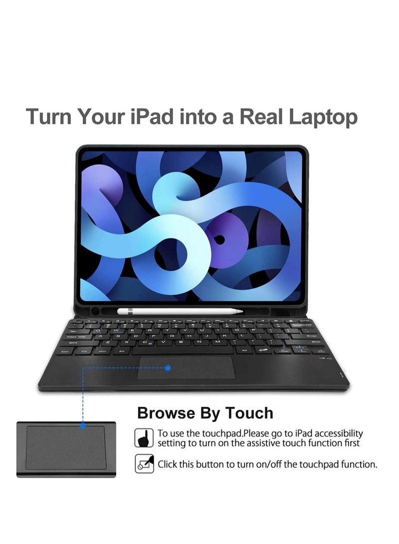 حافظة لوحة مفاتيح آيباد لجهاز آيباد إير الجيل الرابع، لوحة مفاتيح بلوتوث لاسلكية قابلة للفصل، غلاف سمارت فولي مع حامل قلم، تناسب آيباد برو 11 بوصة 2021/2020/2018/ آيباد إير 4 2020 - Image 3