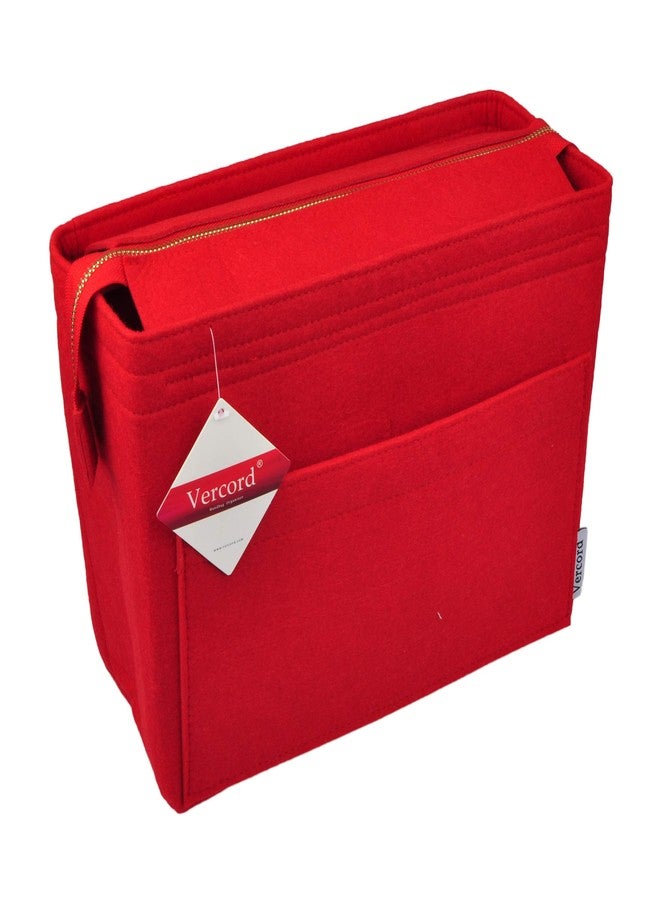 Vercord Felt Zipper Handbag Tote Purse Duffel Backpack Organizer Insert Red Medium - Image 2