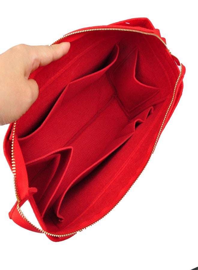 Vercord Felt Zipper Handbag Tote Purse Duffel Backpack Organizer Insert Red Medium - Image 4