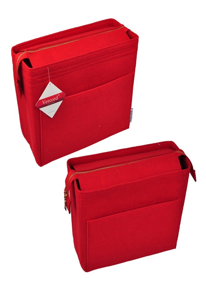 Vercord Felt Zipper Handbag Tote Purse Duffel Backpack Organizer Insert Red Medium - Image 5