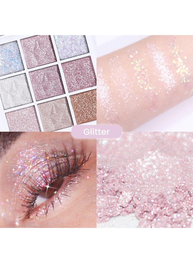 dikalu Pink Glitter Eye Shadow Palette Makeup,White Pink Purple Glitter Shimmer Sparkle Warm Pastel Eyeshadow Palette Colorful,Highly Pigmented Long Lasting Waterproof Naturing-Looking - Image 4