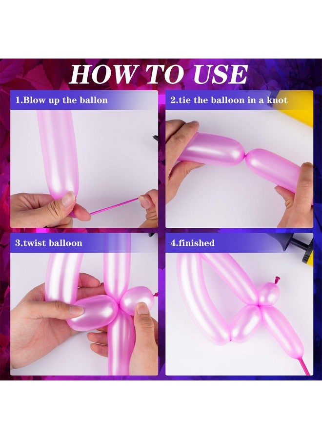 Kolewo4ever 200 Pieces Neon Glow Blacklight Reactive Fluorescent Long Twisting Balloons for DIY Animals Twisting Glow Party Birthday Party Decoration - Image 4