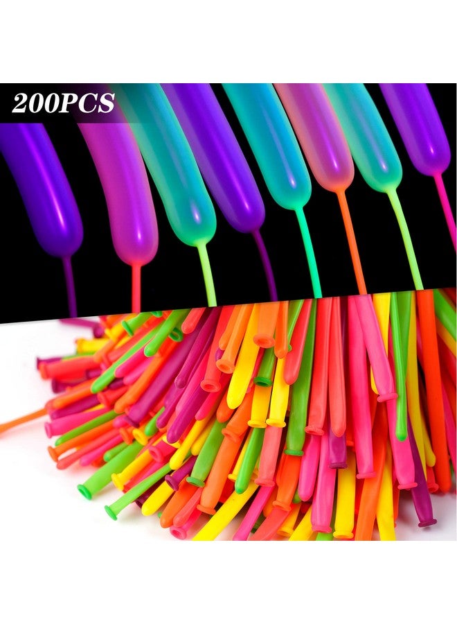 Kolewo4ever 200 Pieces Neon Glow Blacklight Reactive Fluorescent Long Twisting Balloons for DIY Animals Twisting Glow Party Birthday Party Decoration - Image 2