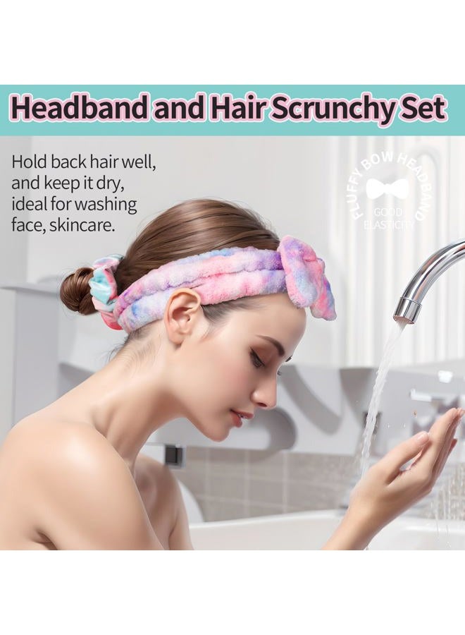 LEOBRO Headband for Washing Face, 3PCS Spa Headband and 3PCS Hair Scrunchies, Makeup Headband, Skin Care Headband for Women Girl, Face Wash Headband, Orange & Pinkish Purple & Colorful - Image 4