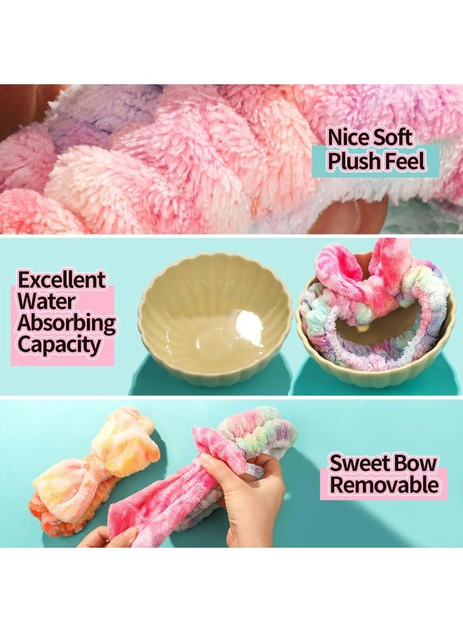 LEOBRO Headband for Washing Face, 3PCS Spa Headband and 3PCS Hair Scrunchies, Makeup Headband, Skin Care Headband for Women Girl, Face Wash Headband, Orange & Pinkish Purple & Colorful - Image 5