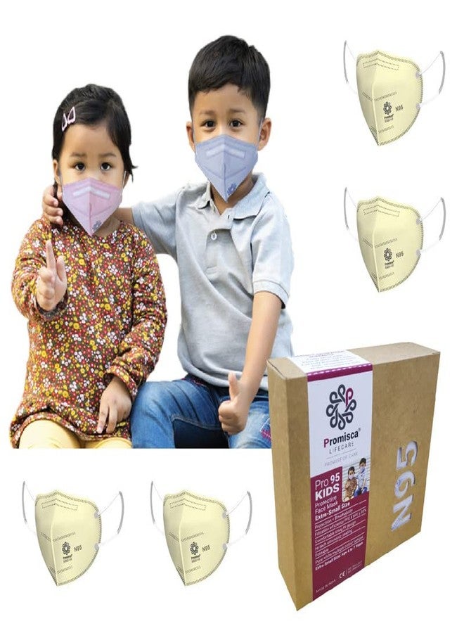 Promisca Kids N95 Face Mask in Extra Small and Small size (Extra Small (4 to 7 yrs), Yellow)