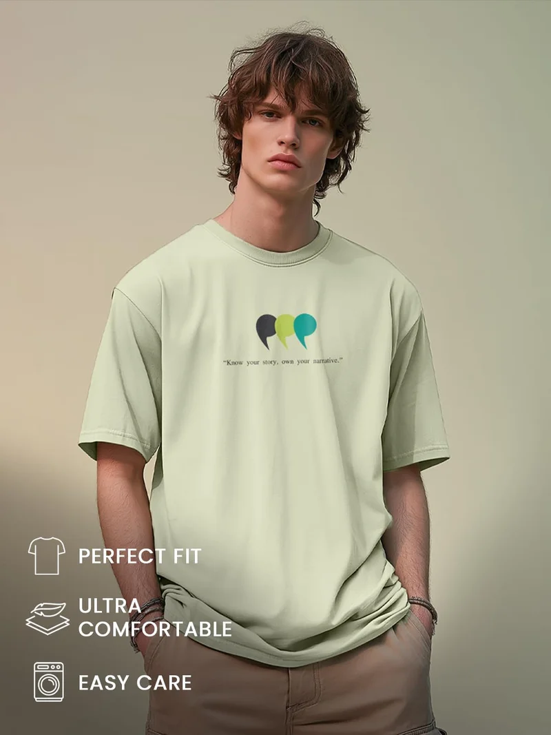 Men's Graphic Printed T-Shirt in Cream