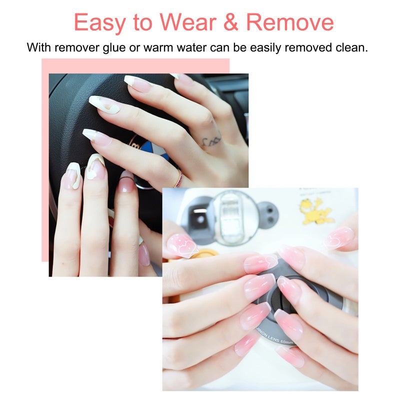 24PCS Fake Nails Tips Clear Acrylic Nail Tips Full Cover False Nail Artificial Nails Coffin Shaped Ballerina Nails Tips for Nail Salons and DIY Nail Art 10 Sizes - Image 2