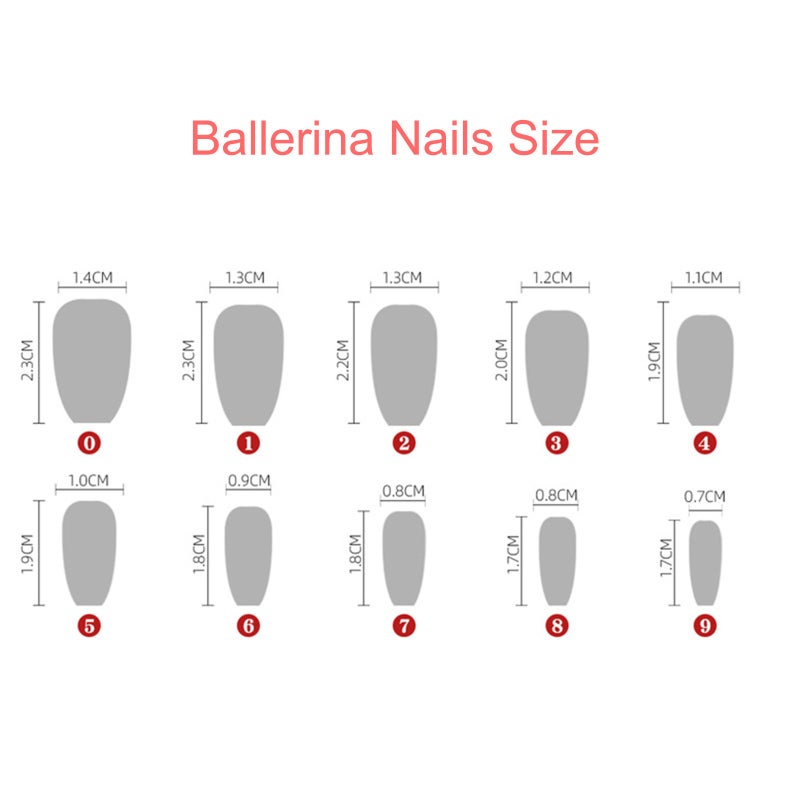 24PCS Fake Nails Tips Clear Acrylic Nail Tips Full Cover False Nail Artificial Nails Coffin Shaped Ballerina Nails Tips for Nail Salons and DIY Nail Art 10 Sizes - Image 4