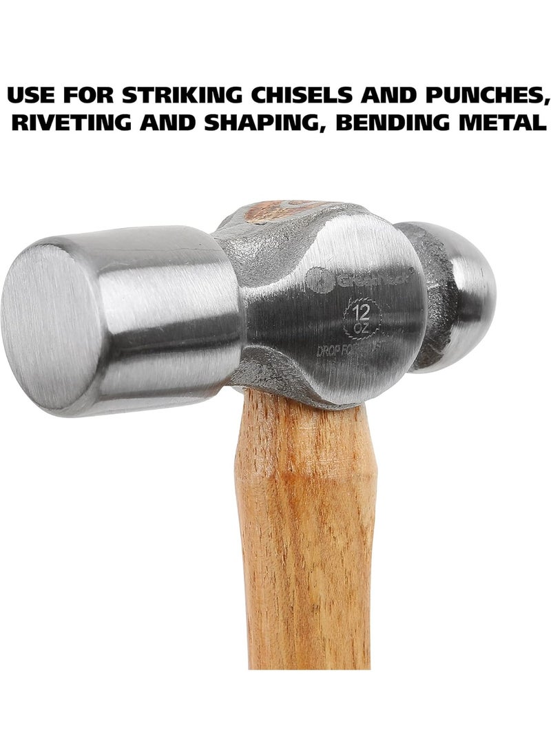 GREAT NECK GreatNeck BP12 Ball Peen Hammer, 12 Oz. Drop Steel Metalworking Tool With Precision-Balanced Authentic Hickory Wood Handle, For Riveting, Shaping, And Bending Metal, Fathers Day Gifts  - Image 4