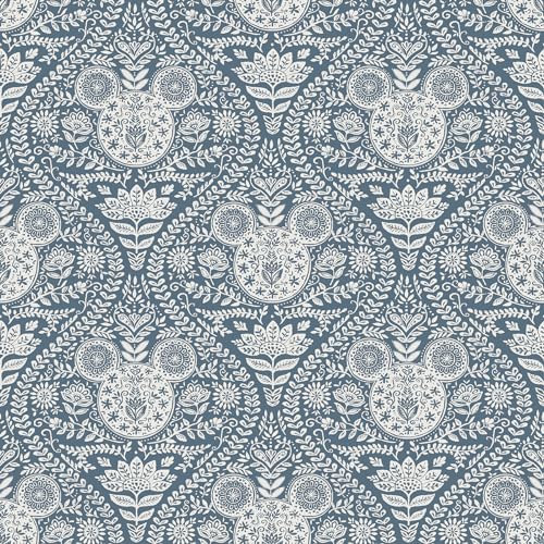 RoomMates Disney Mickey Mouse Blue Block Print Peel and Stick Wallpaper 205 in x 18 ft Vinyl No Sticky Residue for Smooth Surfaces - Image 1