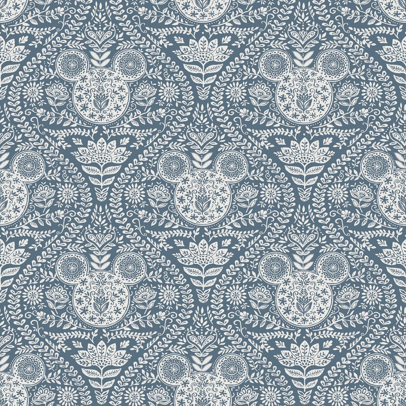 RoomMates Disney Mickey Mouse Blue Block Print Peel and Stick Wallpaper 205 in x 18 ft Vinyl No Sticky Residue for Smooth Surfaces - Image 2
