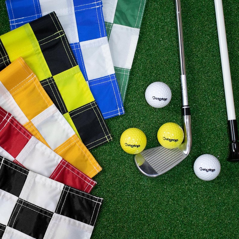 KINGTOP Checkered Golf Flag All 8x6 Inch – 420D Nylon, Tube Inserted – Mini Practice Putting Green Flags for Yard - Image 5