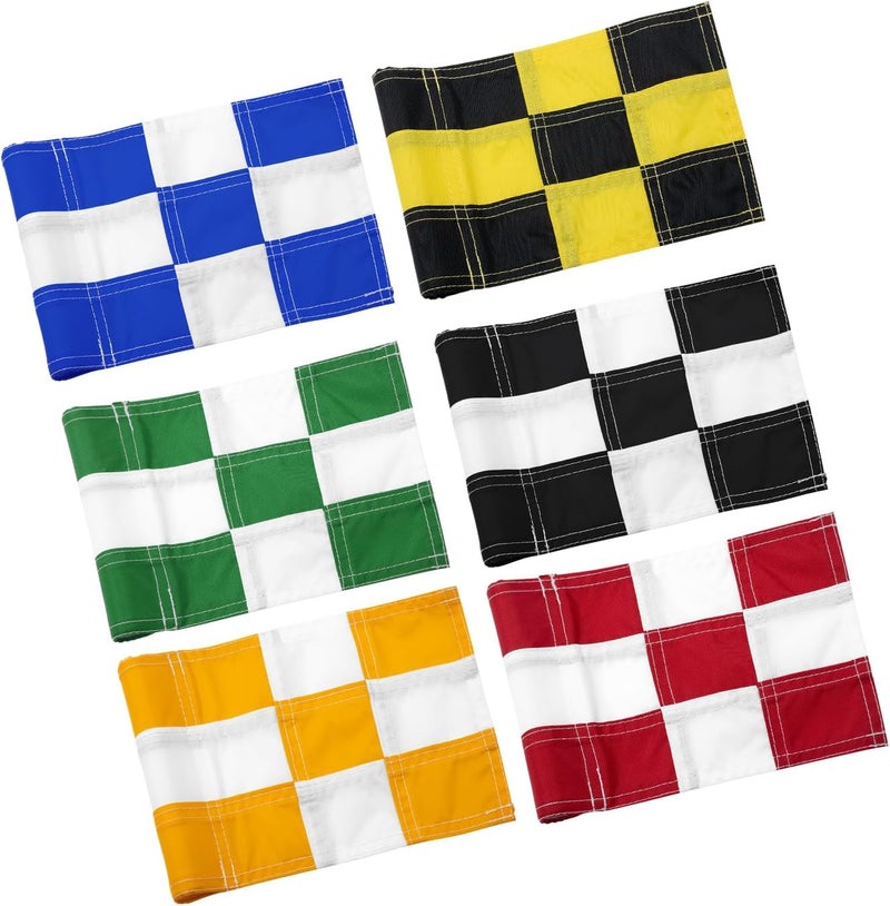 KINGTOP Checkered Golf Flag All 8x6 Inch – 420D Nylon, Tube Inserted – Mini Practice Putting Green Flags for Yard - Image 1