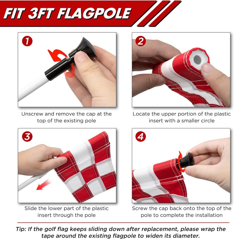 KINGTOP Checkered Golf Flag All 8x6 Inch – 420D Nylon, Tube Inserted – Mini Practice Putting Green Flags for Yard - Image 4