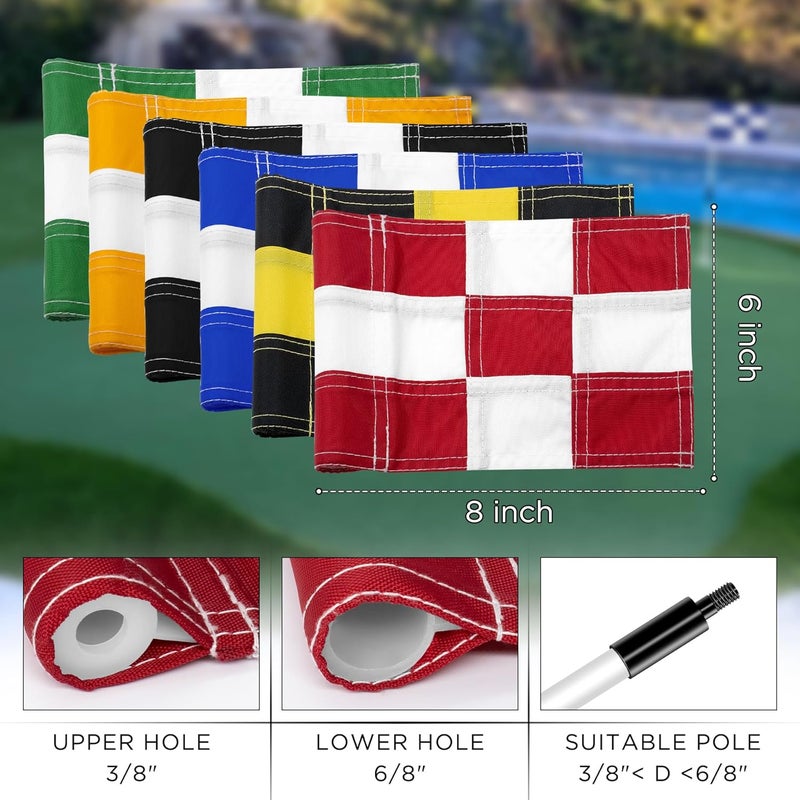 KINGTOP Checkered Golf Flag All 8x6 Inch – 420D Nylon, Tube Inserted – Mini Practice Putting Green Flags for Yard - Image 3