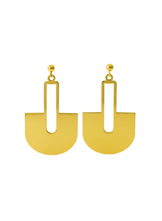 Julia Store 21K Gold Plated Stainless Steel Trendy Dainty Luxury Non-Tarnish Minimalist Aesthetic Exquisite Cute Egyptian Queen Nefertiti Vintage Geometric Large Chunky Earrings Jewelry Gift - Image 1