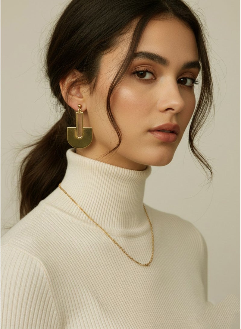 Julia Store 21K Gold Plated Stainless Steel Trendy Dainty Luxury Non-Tarnish Minimalist Aesthetic Exquisite Cute Egyptian Queen Nefertiti Vintage Geometric Large Chunky Earrings Jewelry Gift - Image 5