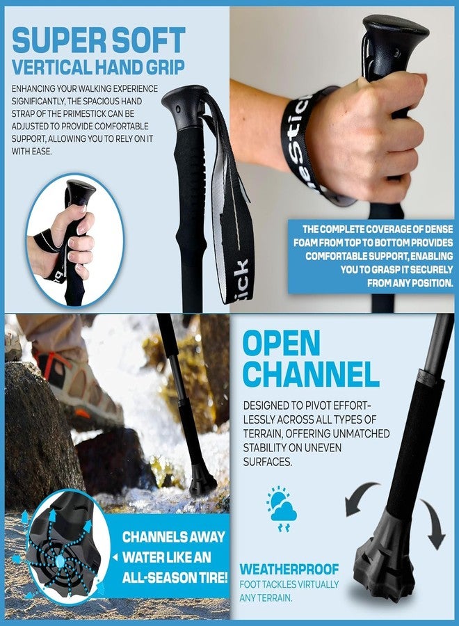 Dynamo - Prime Stick - 3-in-1 Cane - Vertical Balance-Posture Cane, Walking Stick, Trekking Pole, A Durable Foam Grip, Hand Tether, Lightweight, Twist Adjustable, Hiking, Stability Stick - Purple - Image 4