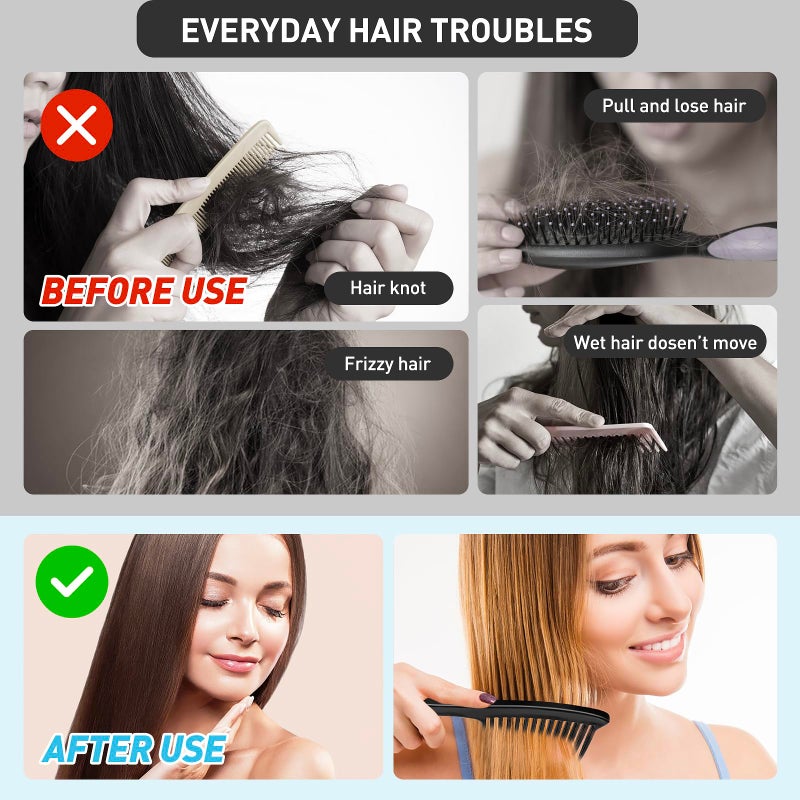 HDAJY Wide Tooth Comb, Large Thickened Hair Comb, Shower Combs for Wet Curly Straight Hair, Round Comb Teeth, no Hair Damage, Black - Image 4