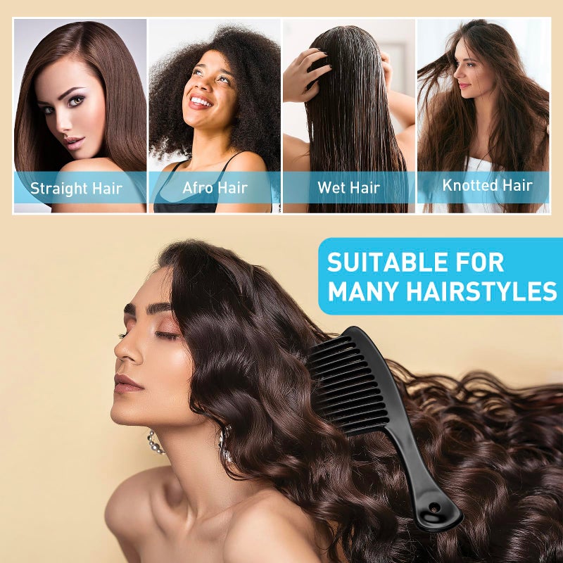 HDAJY Wide Tooth Comb, Large Thickened Hair Comb, Shower Combs for Wet Curly Straight Hair, Round Comb Teeth, no Hair Damage, Black - Image 5