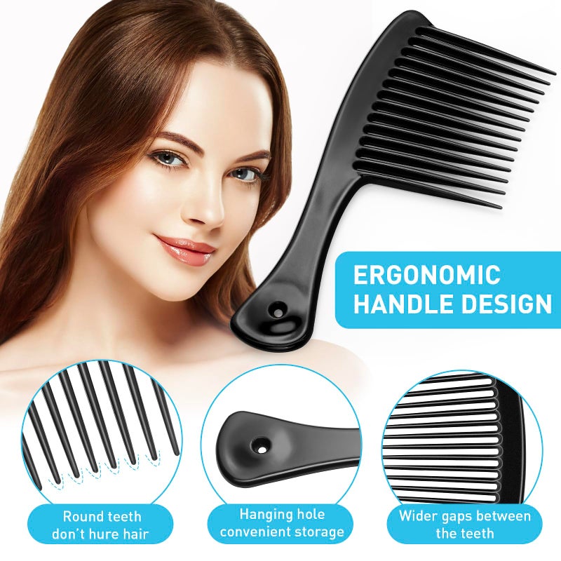 HDAJY Wide Tooth Comb, Large Thickened Hair Comb, Shower Combs for Wet Curly Straight Hair, Round Comb Teeth, no Hair Damage, Black - Image 3