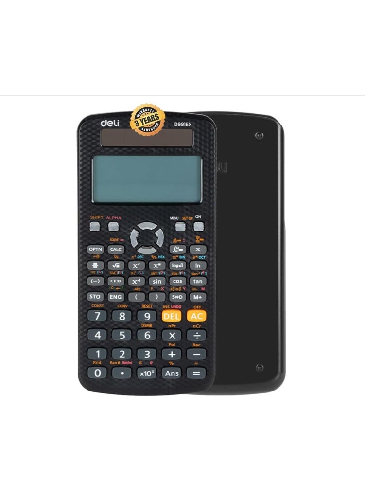 Deli ED 991EX Scientific Calculator 552Function-10+2 digits BLACK - Image 1