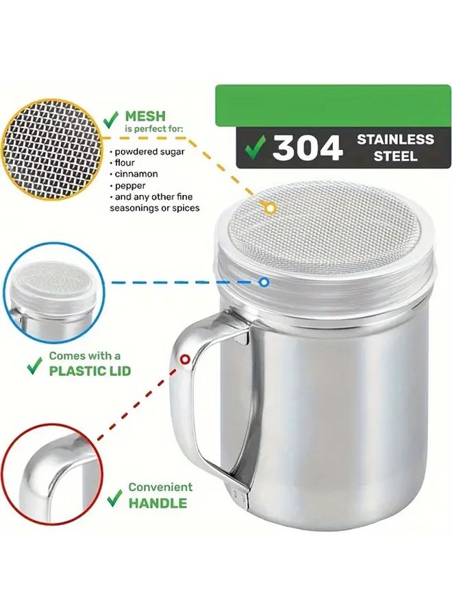 1pc Stainless Steel Sugar Spice Shaker With Handle Fine Mesh Powder Dispenser - Image 3