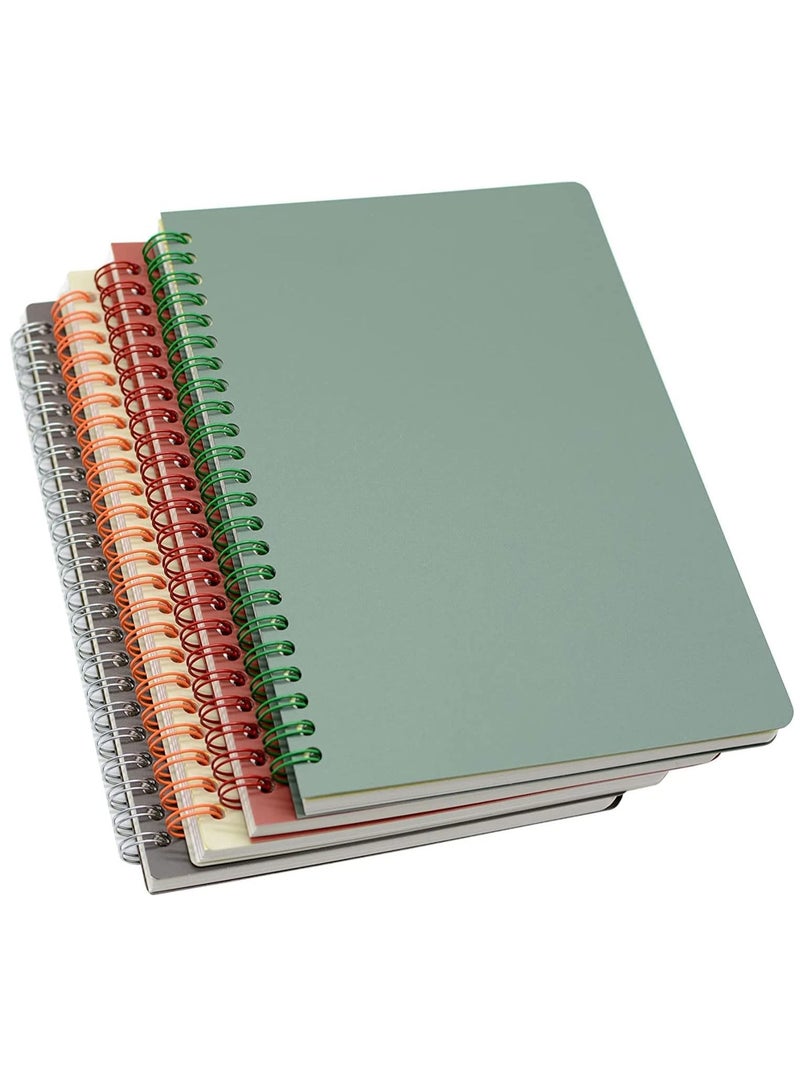كاست ويف دفتر ملاحظات بتجليد وسلك لولبي حجم A5 ـ 80 ورقة مسطرة، غلاف بلاستيكي مقاوم للماء، مجموعة من 4 قطع بألوان متنوعة - Image 1