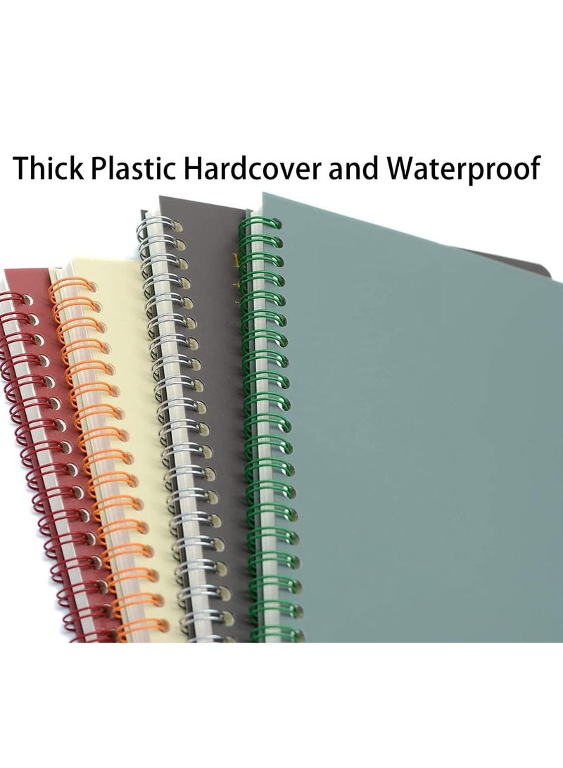 كاست ويف دفتر ملاحظات بتجليد وسلك لولبي حجم A5 ـ 80 ورقة مسطرة، غلاف بلاستيكي مقاوم للماء، مجموعة من 4 قطع بألوان متنوعة - Image 3