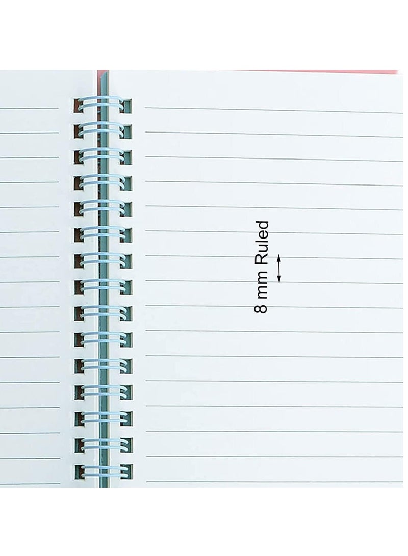 كاست ويف دفتر ملاحظات بتجليد وسلك لولبي حجم A5 ـ 80 ورقة مسطرة، غلاف بلاستيكي مقاوم للماء، مجموعة من 4 قطع بألوان متنوعة - Image 5