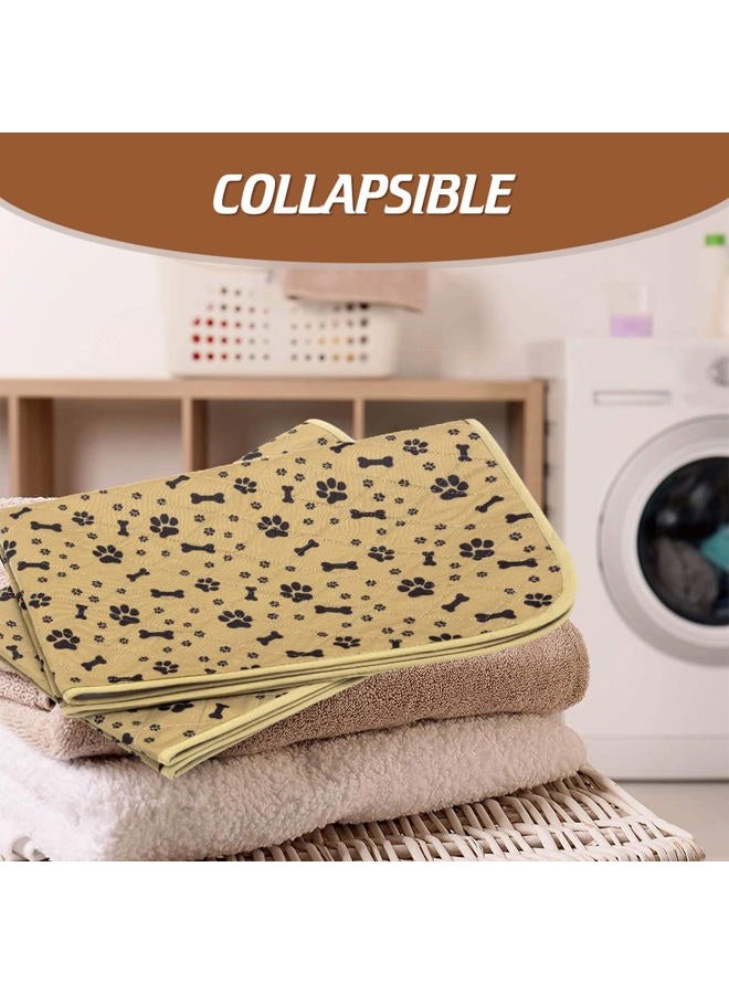 BINGPET Waterproof Dog Food Mat Non-Slip - 2 Pack Dog Bowl Mat Absorbent Pet Feeding Mats Washable Pee Pads for Puppies Cats, Bone & Paw Pattern 35.4" X 23.6" - Image 3