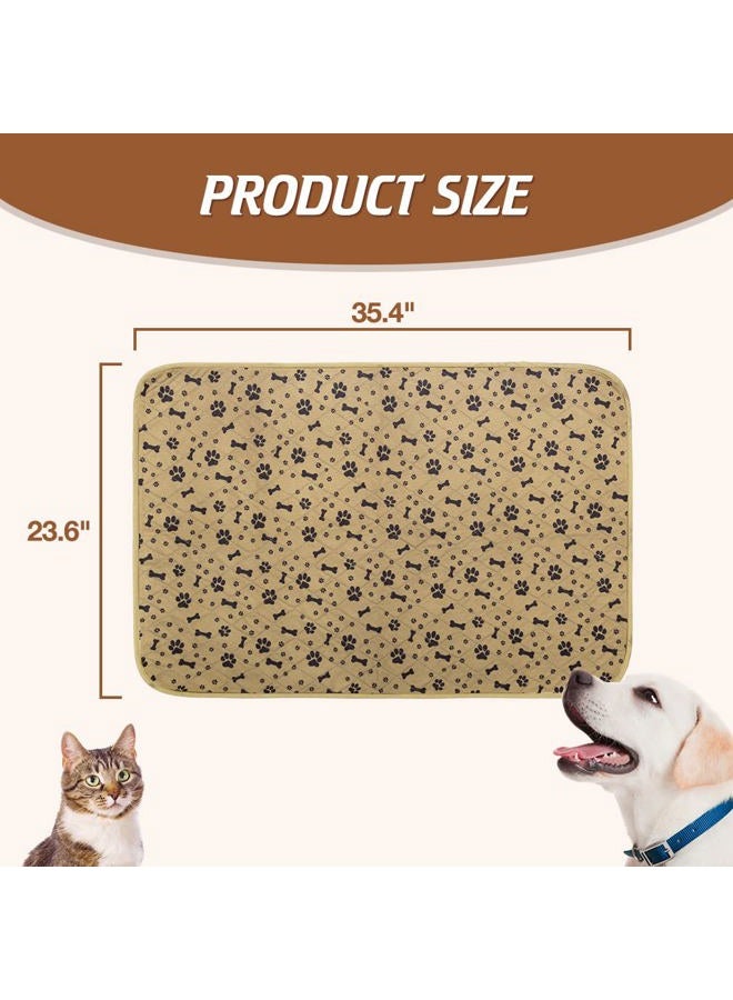 BINGPET Waterproof Dog Food Mat Non-Slip - 2 Pack Dog Bowl Mat Absorbent Pet Feeding Mats Washable Pee Pads for Puppies Cats, Bone & Paw Pattern 35.4" X 23.6" - Image 2