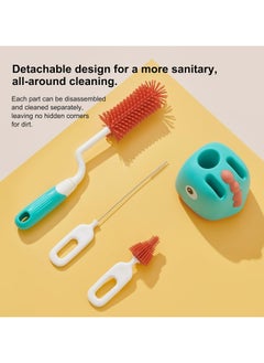 Oasisgalore 4-in-1 Silicone Baby Bottle Cleaning Brush Set with Storage and Draining Base (Green)  - Image 4