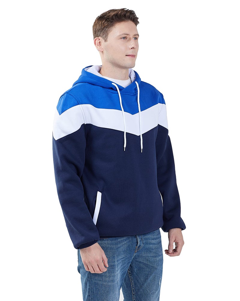 Mooncolour Mens Novelty Color Block Hoodies Cozy Sport Autumn Outwear, Dark Blue, US Large - Image 3