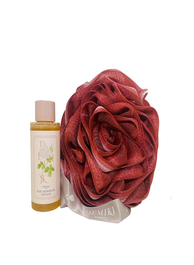 DEMIKI Bath Loofah Sponge & Shower Oil Body Wash, 1.62 fl.oz (48ml), Hydrating & Nourishing for Sensitive Skin, Soft Exfoliating Body Sponge, Winter Care Bath Oil - Image 1