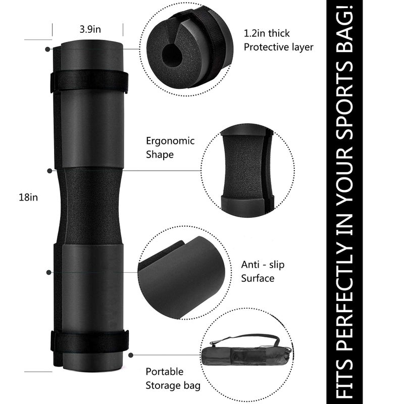 LAVVON Squat Pad - Foam Barbell Pad for Squats Cushion, Lunges & Bar Padding for Hip Thrusts - Standard Weight Bar Pad - Provides Cushion to Neck and Shoulders While Training (Black) - Image 2