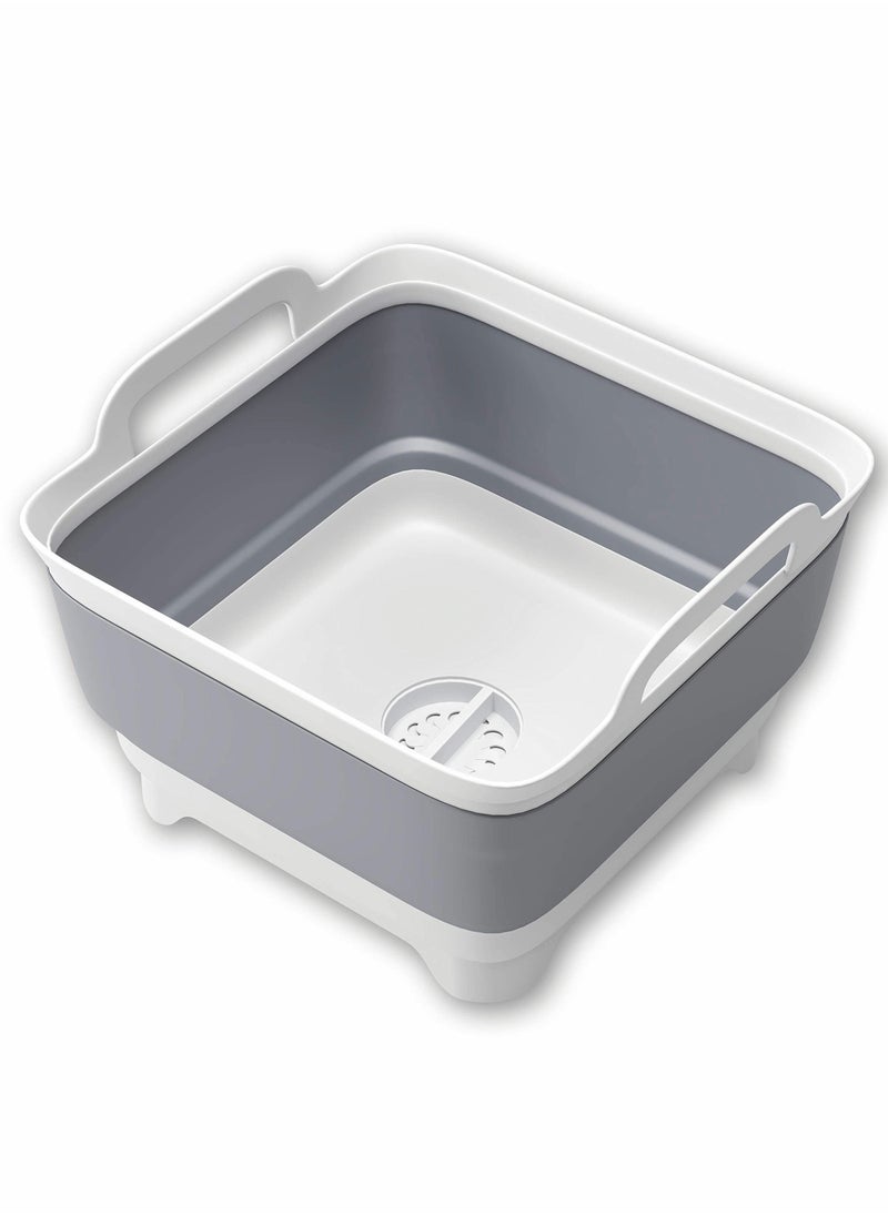 SYOSI - Collapsible Dish Tub Portable Sink, Folding Laundry Tub, 9L Washing Basin with draining Plug, Camping Dish Tub, Portable wash Dish Basin (Gray) - Image 1