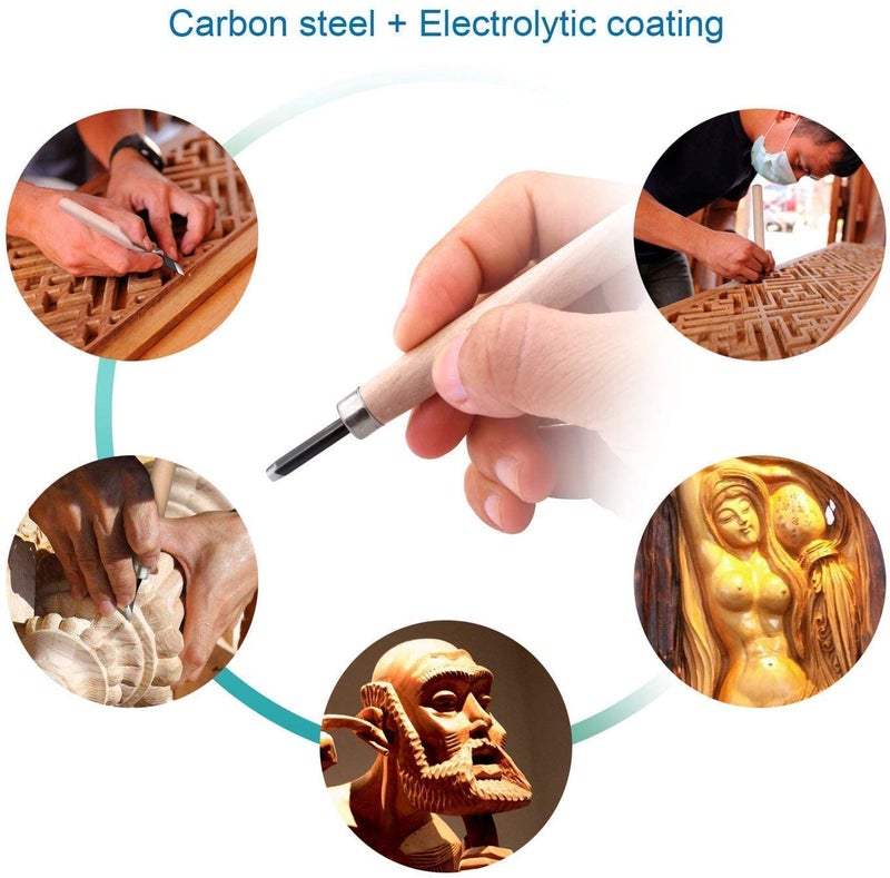 AmigozZ 12pcs DIY Wood Carving Chisel Set, Carbon Steel Woodworking Chisels, Power Grip Tools Great for Beginners & Kids - Image 4