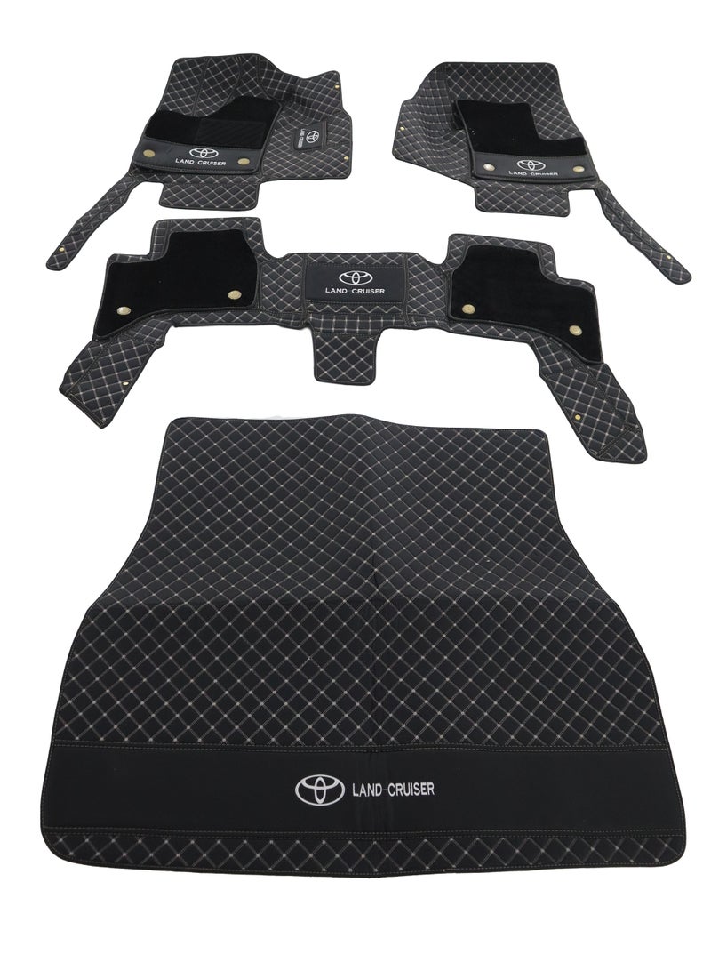 Car Mat With Trunk Mat Land Cruiser 2022 LC300, 4PCS/Set - Black