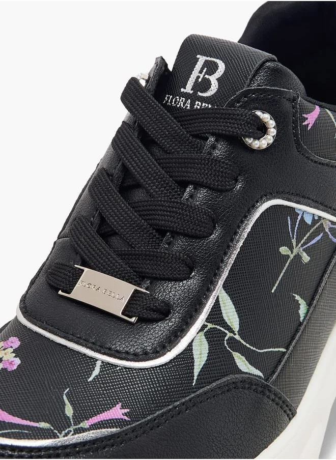 فلورا بيلا من شو إكسبرس Women's Floral Print Sneakers with Lace-Up Closure