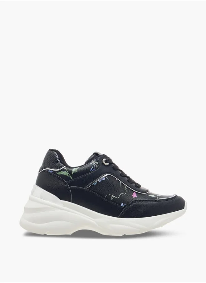 فلورا بيلا من شو إكسبرس Women's Floral Print Sneakers with Lace-Up Closure