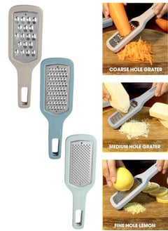 Happy Home Multipurpose Grater Set 3 Pieces Cheese Grater, Lemon Grater, Parmesan Cheese Grater with Handle, Stainless Steel Kitchen Graters with Hanging Hole, Easy to Grate Vegetables, Fruits, Nutmeg, Carrots, Ginger, Garlic  - Image 1
