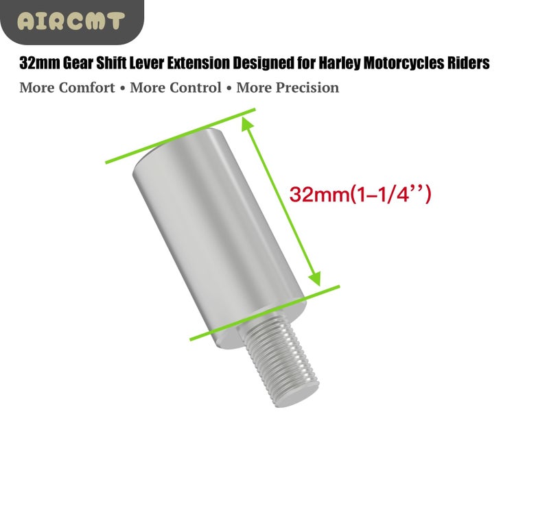 AIRCMT 32mm(1-1/4'') Gear Shift Lever Foot Peg Extension Fits for Harley Davidson,304 Stainless Steel Shifter Peg Extension Spacer,Bolt-On Installation - Image 2