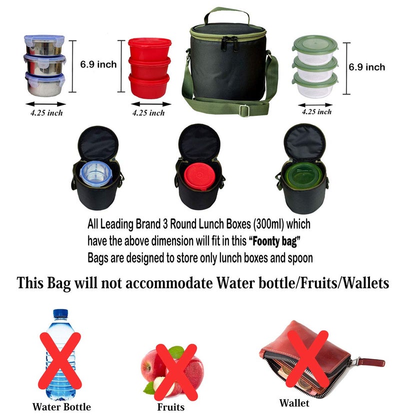 FOONTY Polyurethane Office Use Women Waterproof Lunch Bag/Tiffin Bag(Black,Ffflb8009),300 millilitre - Image 3