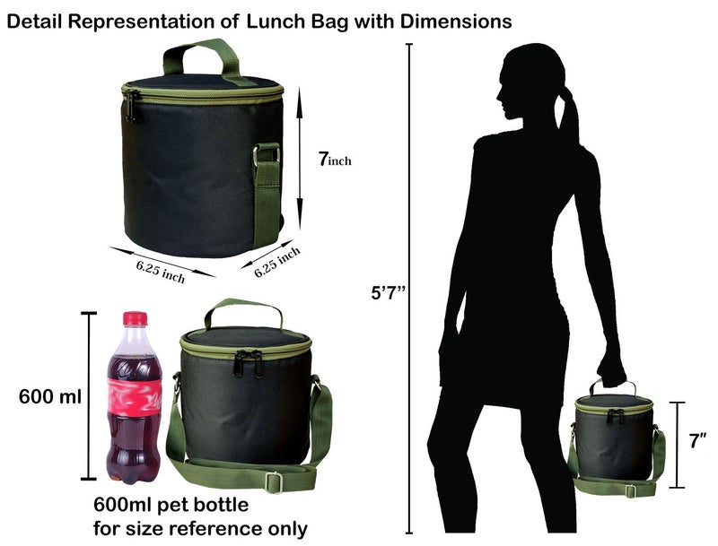 FOONTY Polyurethane Office Use Women Waterproof Lunch Bag/Tiffin Bag(Black,Ffflb8009),300 millilitre - Image 4