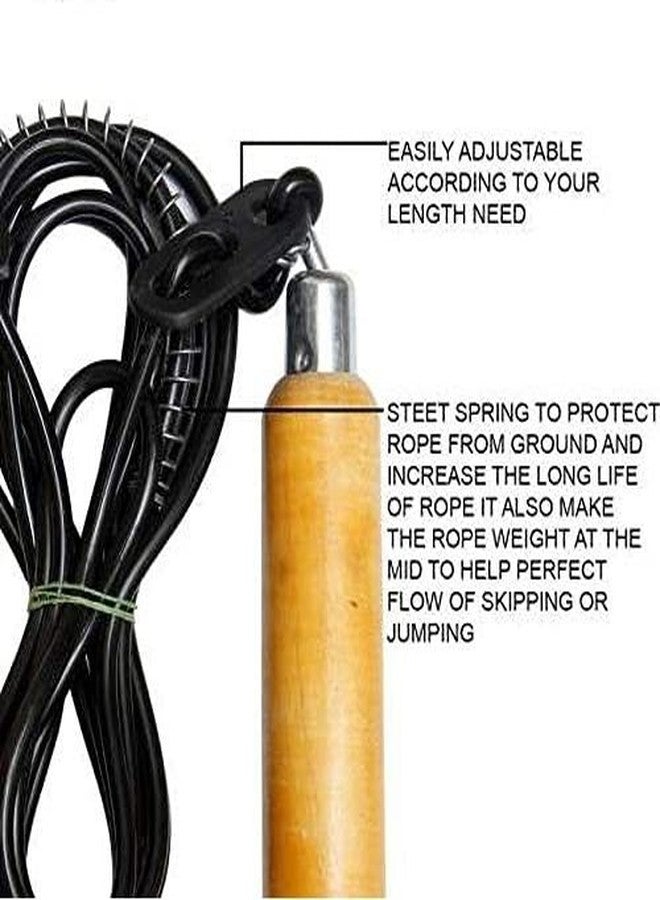 فينوم حبل قفز/نط من فينوم بمقبض خشبي مريح لتخفيف الوزن/الإحماء/النادي الرياضي/الرياضة واللياقة البدنية (اللون: أسود) - Image 3