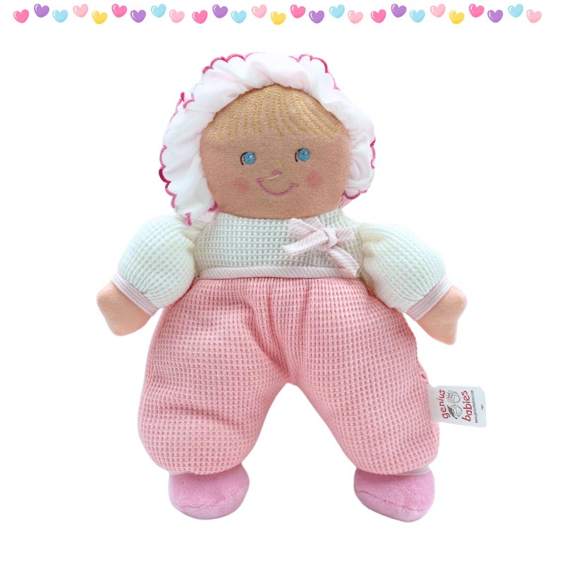 Genius Baby Toys Genius Baby Toys Cuddly Squishy Soft Doll Pink Thermal Baby First Dolls for Infants My First Dolly Classic Vintage Design Perfect as a Lovey