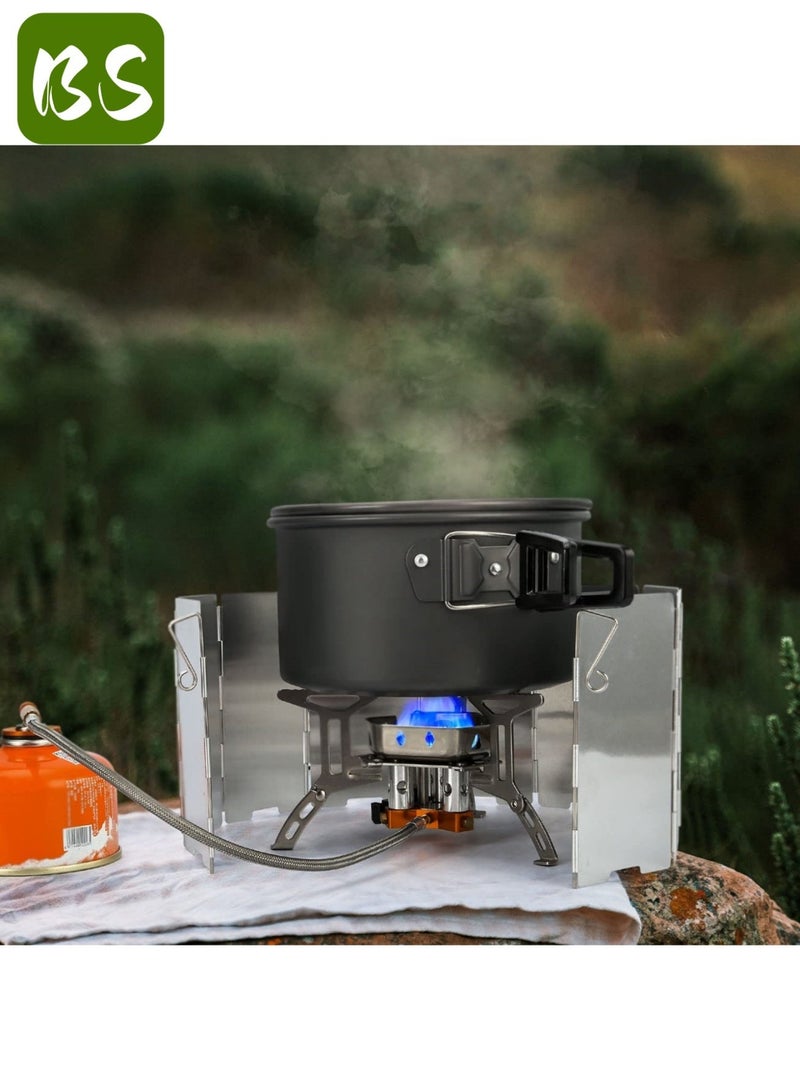 BS Portable Foldable Outdoor Camping Stove | 6800W Windproof Backpack Stove | Piezoelectric Ignition | Includes Adapter and Storage Case | Suitable for BBQ, Hiking, Camping, Fishing and Picnics - Image 3