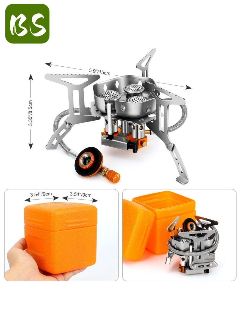BS Portable Foldable Outdoor Camping Stove | 6800W Windproof Backpack Stove | Piezoelectric Ignition | Includes Adapter and Storage Case | Suitable for BBQ, Hiking, Camping, Fishing and Picnics - Image 2